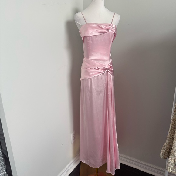 NWT deadstock Satin Slip Gown | Y2K Romance Midi Dress with Draped Bodice XS - Picture 3 of 9